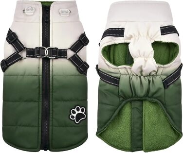 Зимова куртка для собак з шлейкою, тепла підкладка на блискавці, для маленьких, середніх та великих собак, вітронепроникна, світловідбиваюча (98-G, XXL)