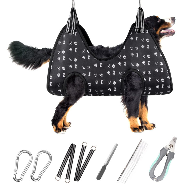 Набір для догляду за собакою ATESON: гамак, нашийник для стрижки нігтів, пилка, гребінець (XXL, до 54.4 кг)