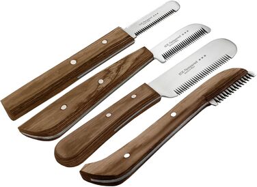 Набір для грумінгу собак 4 в 1: машинка для стрижки, щітка для підшерстя, триммінгові гребені, видалення ковтунів. З нержавіючої сталі з дерев'яною ручкою