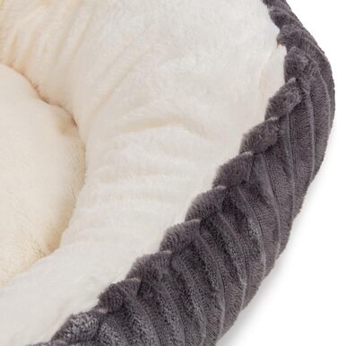 Корзина для собак Wallace & Jones Cameron, середнього розміру, овальна, пухнаста, антиковзаюча, антрацит-бежева, розмір M, 75 x 55 x 20 см