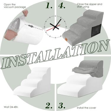 Сходинка для собак Thihome: 4 сходинки з піни, водонепроникний чохол, для маленьких собак та котів, під софу та ліжко