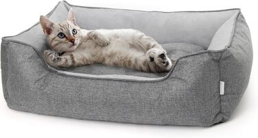Ортопедичне собаче ліжко Lucky Sign з м'яким флаєсом, 90x65x21 см, сірий колір. Знімний чохол, для великих та маленьких собак