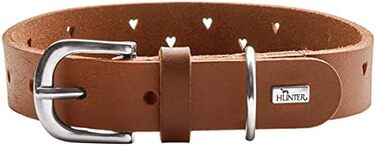 Нашийник для собак HUNTER Aalborg Soul, колір коньячний з сердечком, міцний, розмір 45