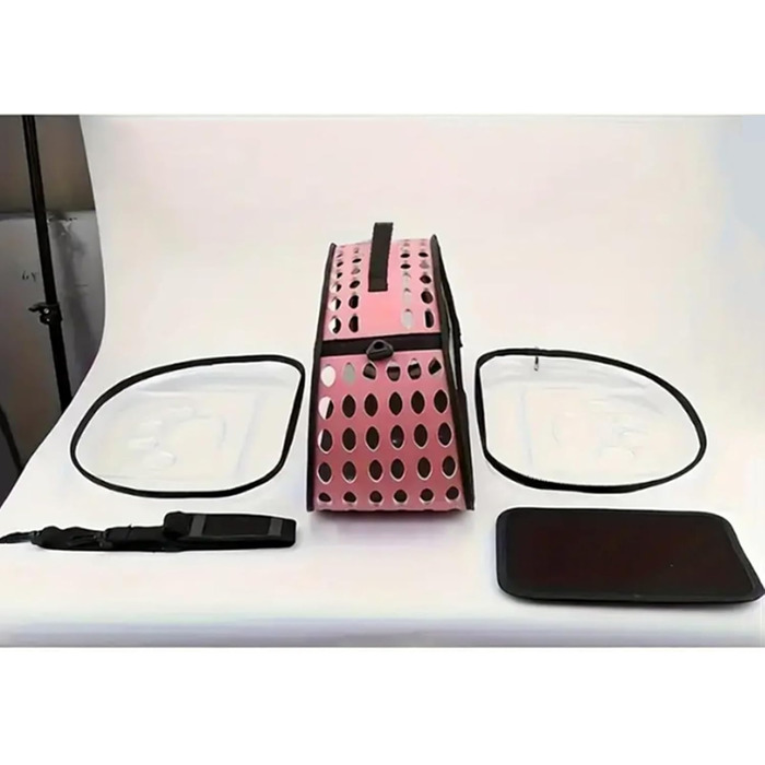 Транспортний бокс для собак та котів, складаний, з сіткою, для подорожей (Blue, Small)