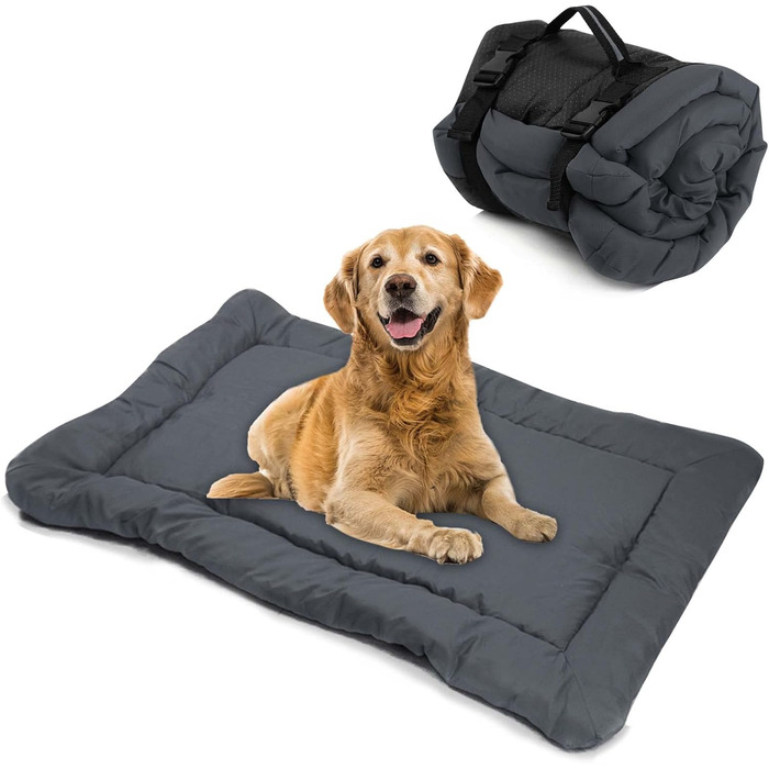 Килимок для собак, лежанка для тварин, портативна матрацна підстилка, водонепроникна, 90х60 см (Сірий). Підходить для маленьких, середніх та великих собак, для подорожей, кемпінгу, машини, переноски, дивана та підлоги.