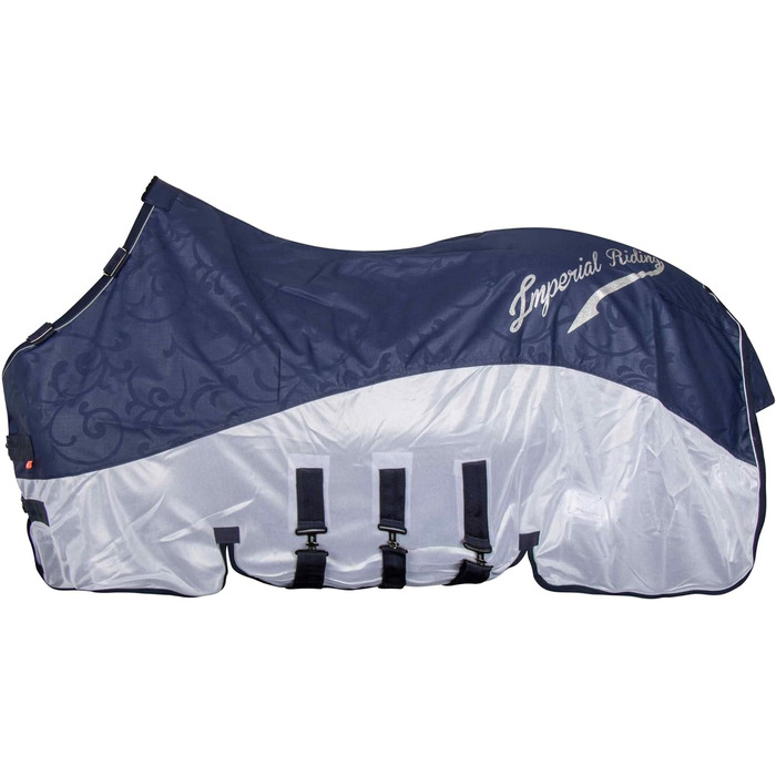 Водостійка попона-протимошка Imperial Riding Super-Dry 2-в-1 для коней, без хвоста, темно-синя (Navy), розмір 135