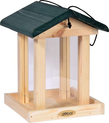 Годівниця для птахів Dobar® 21097e з шиферним дахом, з масиву дерева, велика годівниця, зелена