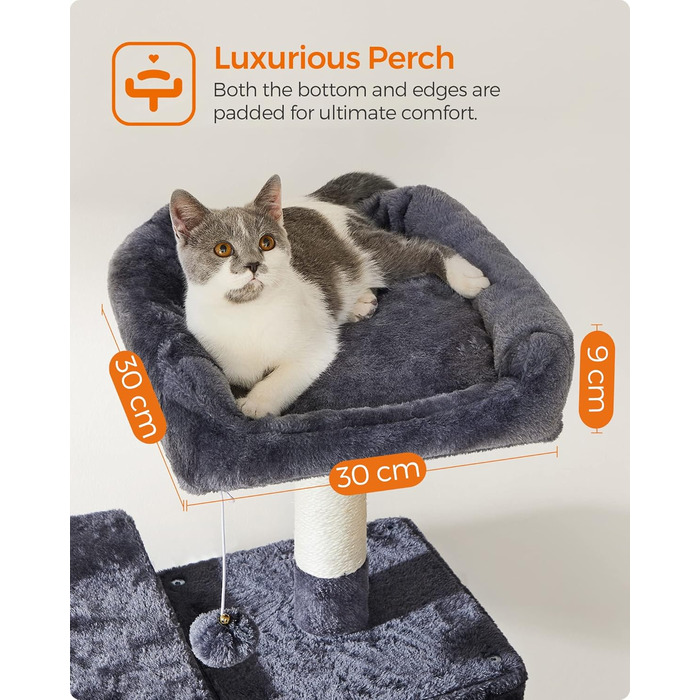 Дряпак для котів XXL, котячий будинок 164 см, димчасто-сірий, PCT087G01