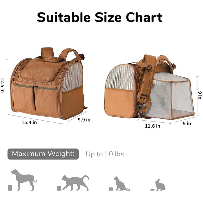 Рюкзак для кота з сіткою, переноска для тварин, рюкзак для собак та котів до 5 кг, дихаючий та легкий