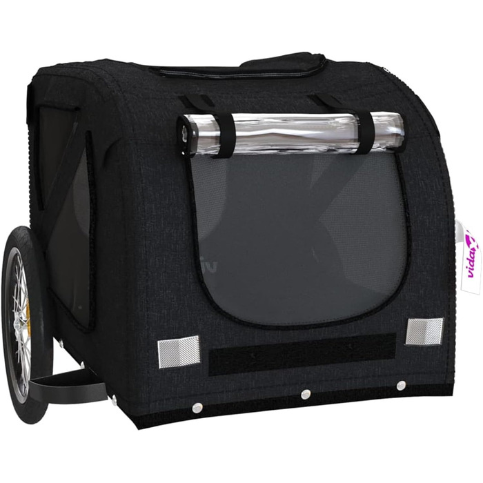 Причіп для велосипеда для собак, чорний, Oxford-тканина та метал. Причіп для велосипеда, вантажний причіп - 93884