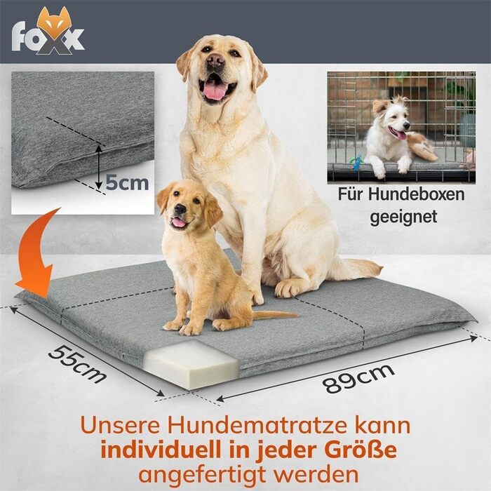 Килимок для собак та котів Foxx: водонепроникний лежак для собак, розмір 89x55x6 см, антрацит