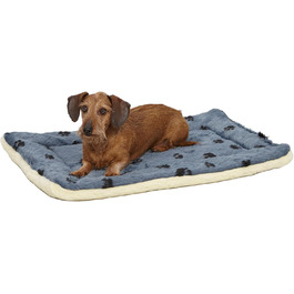 Крісло-ліжко для собак Midwest Homes for Pets QuietTime - блакитне/кремове, 69x53x8 см, для середніх собак, м'яке, з штучним хутром та флісом, машинного прання