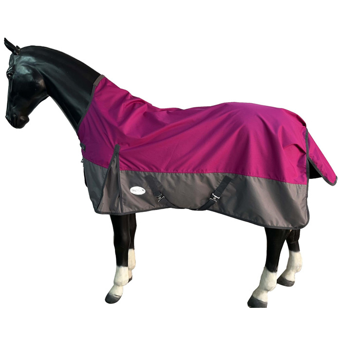 Зимова водонепроникна накидка-ковдра для коней Turnout 600D з флісовою підкладкою та високим коміром, Raspberry/Grey, 155 см