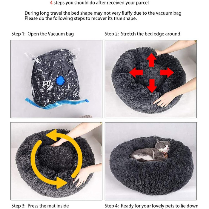 М'яке ліжко для собак та котів у вигляді пончика, 80 см, Бежеве