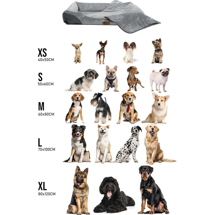Корзина для собак Normani, ліжко для собак + ковдра, ліжко для домашніх тварин, знімний, пральний до 95°C, підходить для котів та собак, з екологічно чистих матеріалів, сірого кольору, розмір 60x80 см