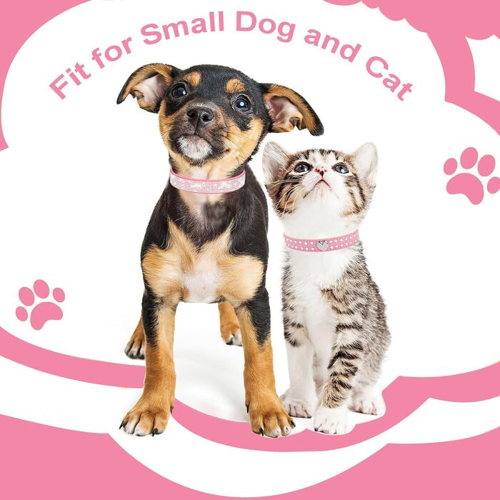 Нашийник для собак та котів Suiecuor, 4 шт., з блискітками, рожевий, S