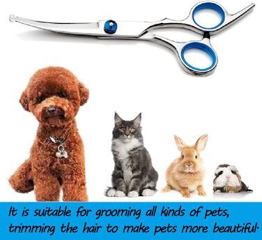 Професійна вигнута фен-ножиця для собак та котів, з безпечними кінцями, з титанової сталі