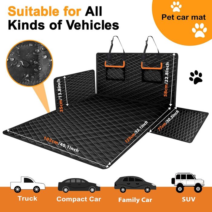 Захист для багажника автомобіля для собак з боковими та захистом краю багажника - універсальний килимок для багажника для собак. Водостійкий та стійкий до подряпин. Килимок для багажника автомобіля для собак, SUV, Van та універсалів