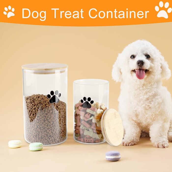 Набір контейнерів для ласощів для собак та котів Geyecete (4L+2L) з дерев'яною кришкою