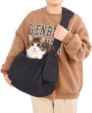 Сумка-переноска для собак та котів Lwuey, чорна, до 8 кг, регульований ремінь, дихаюча, для подорожей