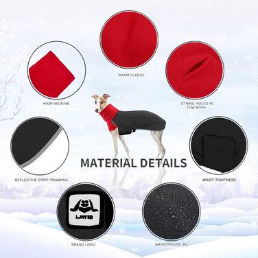 Водонепроникний зимовий теплий одяг для породистих собак Віндгаунд, Салукі, Вів'єта (Чорний, L)