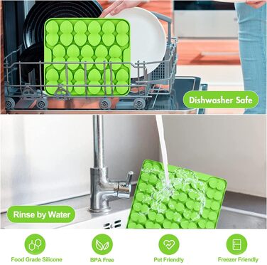 Силіконова килимок-іграшка для собак, кошенят, повільне годування, килимок для ласощів, тренування тварин, сприяє природному пошуку їжі, знімає стрес, зелений (20,6 x 19,1 см)