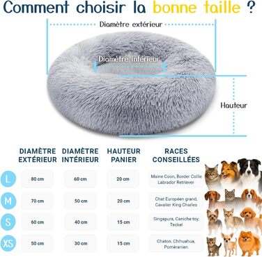 Кругле ліжко для собак та котів, діаметр 60 см, висота 15 см - м'яке, знімний коврик, нековзна підставка, сіре