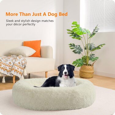 Ортопедичне ліжко для собак, кругле, м'яке, для котів та собак, 70 см Ø, (90 x 90 x 20 см), бежеве