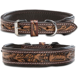 Нашийник для собак Джек Рассел з натуральної шкіри буйвола, регульований, з м'якою підкладкою, ручної роботи, з різьбленням, Alexey (S, 26-34 см)