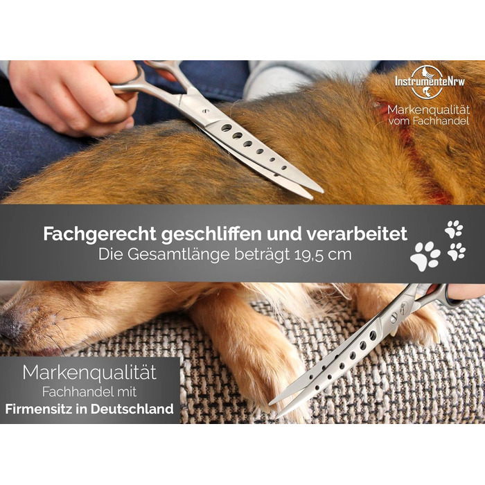 Преміум фетрувальна ножиці з заокругленими кінцями для догляду за шерстю тварин, 19,5 см, EASY Glide, з отвором для полегшення роботи