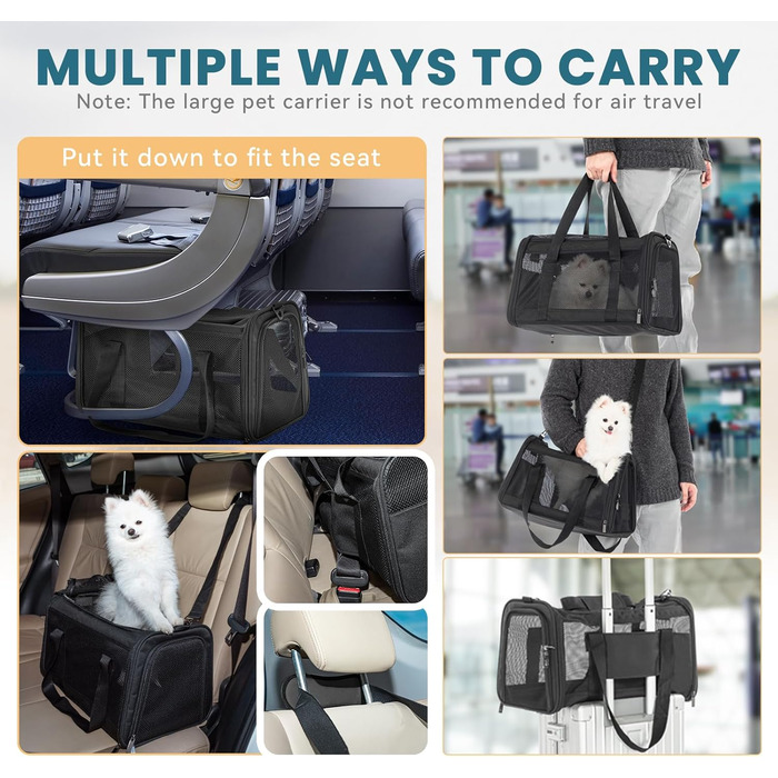 Транспортна сумка для собак та котів Petsfit, чорна, складана, дихаюча