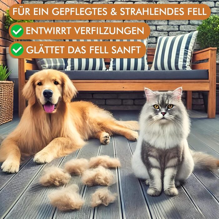 Бурштук для собак та котів 2-в-1: розчісування та видалення ковтунів. Підходить для короткого та середнього хутра. Гребінець для підшерстка + безкоштовний посібник з догляду. 1 шт.