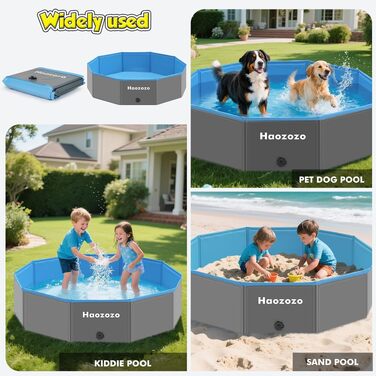 Басейн для собак складний 120x30 см, міцний PVC, для великих порід, з нековзним дном, для саду та пляжу