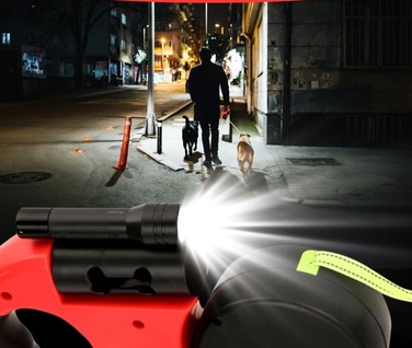 Подвійний автоматичний рулетки-повідець для собак 3м з ліхтариком, міцний ретрактор до 10 кг