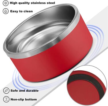 Персоналізований миска для собак та котів – нержавіюча сталева годівниця з іменем, протиковзна миска для собак та котів, поїльник (червоний)