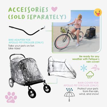 Дитяча та собача коляска Apollo 3-в-1 | Легка, складна, портативна переноска для собак та котів | Чорна
