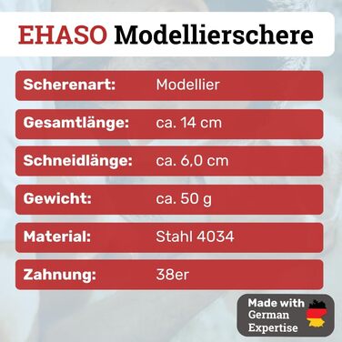 Ножиці моделювальні EHASO, 14 см, 38 зубців (односторонні)