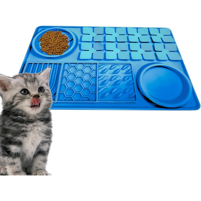 Килимок для повільного годування собак, антистрес, блакитний