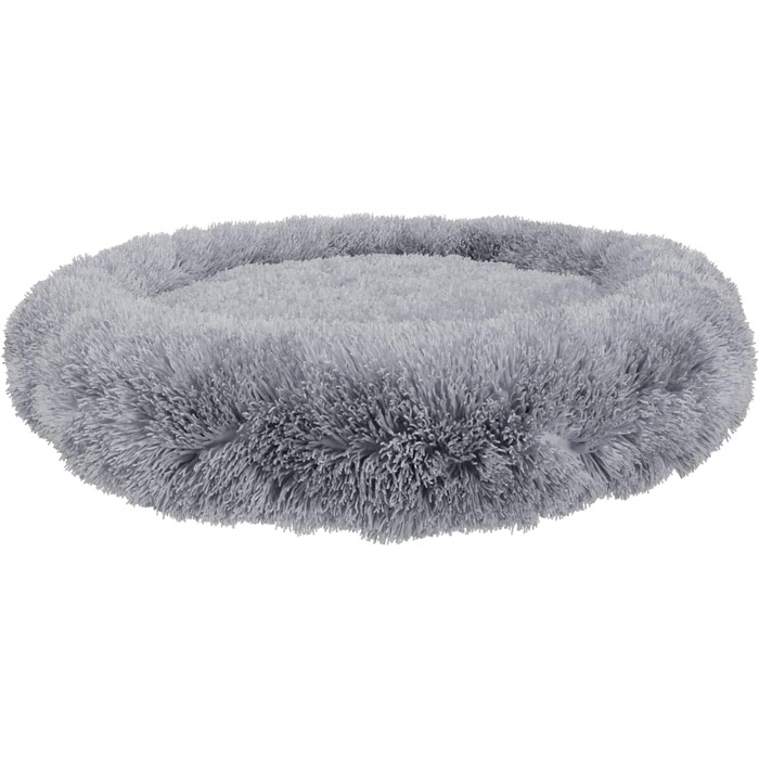 Ляжка для собак Benno® Balu, 70x70x16 см, сіра, кругла, з плюшем, з полипропиленовою начинкою, миється, з неслизьким дном, з іграшкою-кісткою