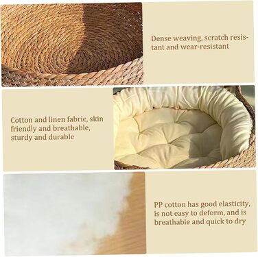 Кігтечка-ліжко для котів з соломи, 43 см, з м'яким подушкою, для кошенят, стійке до подряпин, ліжко для кота + біла подушка + об'ємні подушки