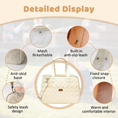 LCUHAVA Сумка-переноска для собак маленьких порід, до 5 кг, 41 x 30 x 18 см, складана, дихаюча, з ременем безпеки, для собак, кроликів, котів
