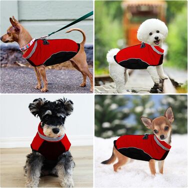 Водонепроникний зимовий одяг для собак Fadcaer: тепла куртка з флісовою підкладкою, світловідбиваючими елементами, для холодної погоди (S, червоний)