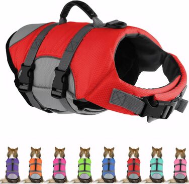Жилет для собак, що плаває, червоний X-Small: безпечний жилет для плавання з рятувальним ручним захопленням для собак маленьких, середніх та великих порід
