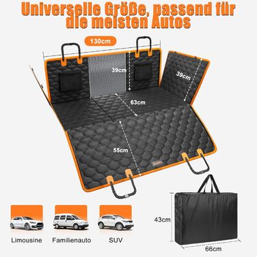 Кришка для автосидіння для собак JOEJOY, водонепроникна, стійка до подряпин, для заднього сидіння, з жорсткою основою