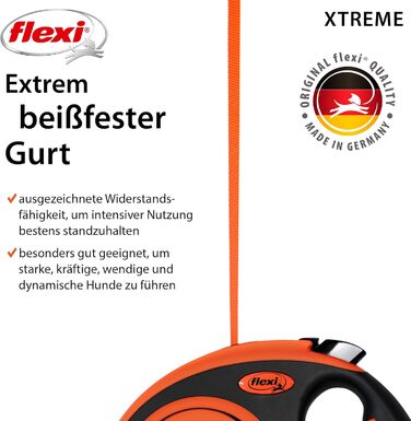 Повідок-рулетка Flexi Xtreme L, 8 м, стрічка, помаранчевий