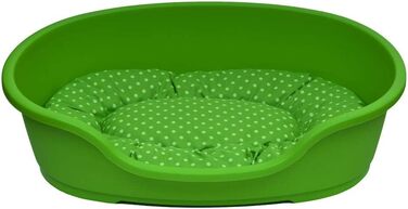 Корзина для собак Adena 71x48 см, зелена + подушка в горошок, зелена (92x61x26 см)