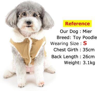 Зунеа - тепла куртка для собак маленьких порід, флісова підкладка, для цуценят, зимовий одяг з кільцем для повідка, захист від холоду, жилетка, розмір L, зелений (хакі)