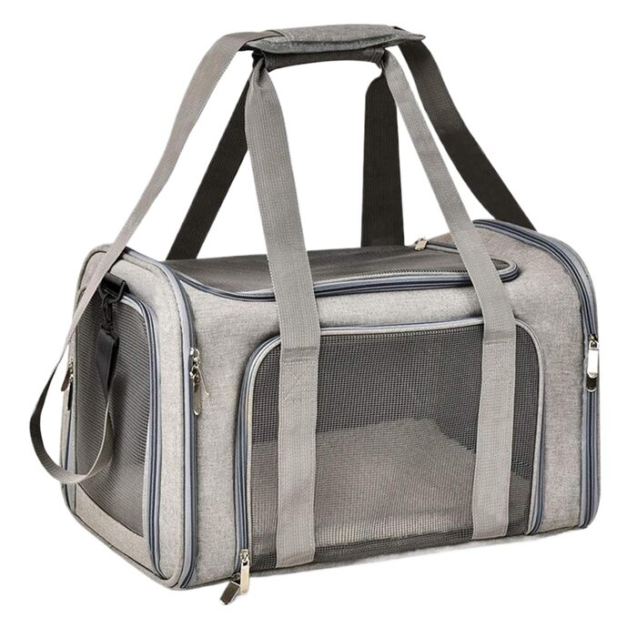 Траспортер для котів та маленьких собак, складаний, для подорожей, сірий