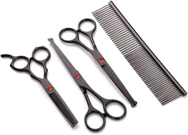 Професійна ножиця для собак, вигнута ножиця, ножиці для стрижки шерсті собак, набір з нержавіючої сталі, спеціально для стрижки шерсті тварин (чорний)