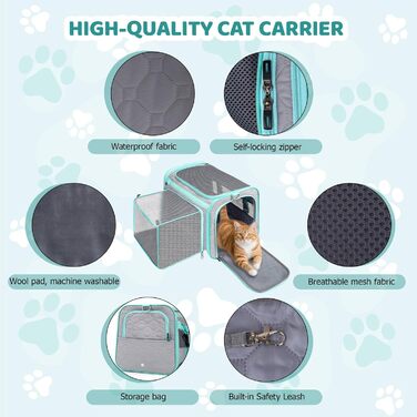 Транспортна переноска для кота Transportbox Katze, складана, розширювана, м'яка переноска для безпеки та комфорту, водонепроникна сумка-переноска для котів до 6.8 кг